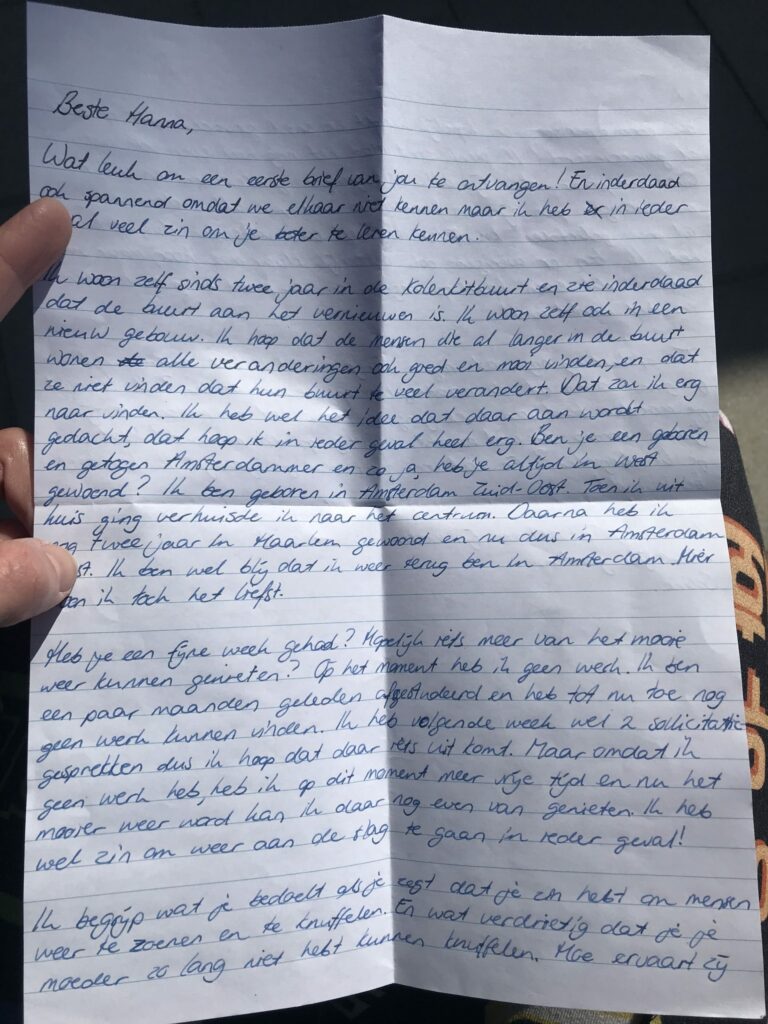 foto van de eerste brief van Soline aan Hanna